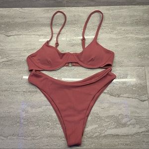 small underwire pink bikini set